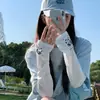 Manga de hielo para conducir de primavera y verano para mujer, protector solar, manga de mano, manga protectora de brazo, linda manga de ciclismo estampada, guantes finos de seda de hielo