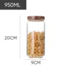 Tarro de Vidrio Redondo Transparente de Alto Borosilicato de Lujo Ligero con Tapa de Madera de Acacia Tarro de Vidrio de Grado Alimenticio para Almacenamiento Tarro de Almacenamiento para Cocina