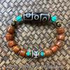 Pulsera de Ágata Antigua con Cuentas Dzi de Xizang para Hombres, Grabada con Patrones Hexagonales, Joyería de Estilo Étnico, Artesanía Hecha a Mano, Venta al por Mayor