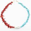 Collar de piedra natural de gran oferta transfronteriza, estilo playero de verano, ligero, de lujo, color coral rojo, cadena de cuentas irregulares hecha a mano.