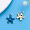 12 Estilos de Pingente de Liga de Zinco Azul Oceano com Gotejamento de Óleo, Sereia, Estrela do Mar, Concha para Pulseira, Colar, Acessórios de Joias DIY