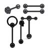 Aço inoxidável Clássico Língua Stud 6 Piece Set Amazon Hot Selling Straight Rod Misto 5 Cores Opcional Língua Anel Piercing Jóias