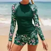 2024 Amazon Europa y América Nuevo Bikini Conservador Dividido para Mujer Surf Europa y América Manga Larga Cubre Vientre Bikini Dividido