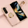 Para funda de teléfono móvil Samsung Zfold6, soporte de anillo magnético giratorio 360, funda suave con chapado, cubierta protectora fold5/4