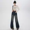Jeans Vintage de Pierna Ancha Acampanados para Mujer, Nuevo Diseño Otoño 2025, Pantalones Rectos Adelgazantes y con Caída hasta el Suelo