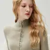 Suéter básico de punto de cachemira para mujer, ajustado, adelgazante, simple y elegante, adecuado para el trabajo, con cuello alto, para otoño e invierno