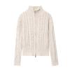 Para Aliexpress Popular Exportación Transfronteriza Ropa Europea y Americana Estilo Perezoso Cremallera Gama Alta Cuello Alto Cardigan Tejido Retorcido