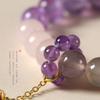 Pulseira de anel de corrida Duobao de cristal de fogo roxo nove, fonte de sal do vento nacional, ágata, transferência de contas quadradas, pedra do sol, pulseira de cristal rosa