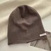 Gorro fino de lana 100% pura estilo slouch para mujer, estilo de lujo ligero de alta calidad, con rayas y color sólido, informal, versátil, cálido para el invierno