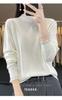 Camisa de Base com Gola de Renda Feminina Outono Inicial Novo Suéter de Tricô com Orelha de Armadura Estilo Ocidental Suéter de Gola Alta Meia-calça Suéter de Lã Fina