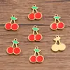 1 Pieza de Oro Real Electrochapado Fruta Acero Inoxidable Gota de Aceite Joyería Accesorios Colgante Cereza Fresa Sandía Pera Mango Colgante