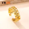 Joyería Popular Transfronteriza de Acero de Titanio Moda Diseño de Nicho Anillo Abierto Fundición Doble Fila Estrella Anillo de Acero Inoxidable Fábrica