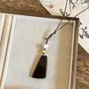 Colar de cordão de couro boêmio com pingente de gota d'água em resina, toque de alta qualidade, luxo leve, nicho, corrente para clavícula, acessório longo de verão