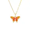 Colar Borboleta Sonho Fantasia Feminino Leve Luxo Sentido de Alto Padrão Novo Explosivo Pingente de Gotejamento de Esmalte Simples Presente de Aniversário para Namorada