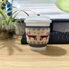 Conjunto de copos térmicos de malha com desenho animado, conjunto de copos giratórios, copo de chá de lã com leite e anti-escaldante, conjunto de copos de água com desenho animado