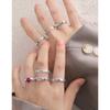 1065 Anillo Abierto de Diseño de Lujo Accesible Estilo K para Nicho Versátil con Circonita Contrastante Plata de Ley S925 Anillo para Mujer