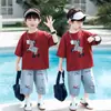 Traje de Manga Corta para Niños Verano 2026 Estilo Nuevo Short de Mezclilla para Bebé Conjunto de Dos Piezas Ropa Genial de Dibujos Animados para Niños