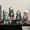 Figura de calavera de Halloween transfronteriza, adornos de resina, festival de fantasmas alienígenas, dibujos animados, fiesta, decoración de escritorio y jardín.
