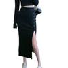 Elegante Vestido Midi Ajustado de Cuello en V y Manga Larga Moldeador de Figura Primavera Otoño Nuevo Estilo Coreano Vestido Lápiz de Cintura Alta Ins