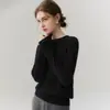 Tejido de Cachemira Suéter de Punto para Mujer Cuello Redondo Sin Costuras de Una Pieza Acanalado Otoño e Invierno Nuevo Ajuste Slim Cálido Jersey Ropa Interior