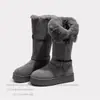 Botas de Neve Quentes com Solado Grosso para Mulheres 2026 Novo Estilo Inverno Plus Veludo Engrossado Aumento de Altura Retrô Francês Pele Algodão Sapatos