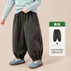 Roupas Infantis Amira 2026 Outono Novidade Calça de Tecido Xadrez Texturizado com Mangas Bufantes para Meninas Calça Esportiva Confortável Infantil