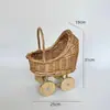 Carrinho de Styling para Cesta de Bebê Estilo INS Cesta de Armazenamento de Salgueiro Ninho para Pet Cesta Flor da Lua Adereços de Fotografia Presente de Um Ano