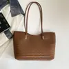 Otoño Invierno Tejido Texturizado Simple Moda Color Sólido En Stock 2026 PU Retro Simple Color Sólido Casual Bolso de Hombro Único
