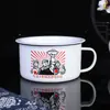 Taza Esmaltada Nostálgica para Comida Rápida Lonchera Lata de Manteca Retro Cantimplora de Gran Capacidad Estilo Antiguo Contenedor para Almuerzo Dormitorio Tazón para Fideos Instantáneos con Tapa