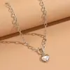 Collar Transfronterizo de Comercio Exterior Europeo y Americano Hebilla Ot de Moda Personalizada Colgante de Corazón Diseño de Nicho Cadena Minimalista para la Clavícula