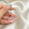 Colgante Corazón de Piedra Ojo de Gato Colgante Rosa en Forma de Corazón Collar DIY Accesorios para Ropa Artículo Popular de Tendencia en Transmisiones en Vivo Venta al por Mayor