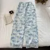 Novas calças de pijama de verão para homens e mulheres, gaze bolha com bolsos, calças de pijama compridas com toque de alta qualidade, calças de casa estilo ins japonês e coreano