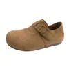 Nuevo cinturón de cuero retro 2026 mocasines slip-on versátiles para mujer para otoño con hebilla y tacón oculto