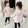 Blusas de algodão puro para meninas, novo estilo outono 2026, camiseta básica de camada interna para meninas, camiseta de manga comprida para meninas mais velhas, primavera e outono