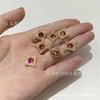 Aretes Colgantes Redondos de Cristal con Borde de Cobre, Micro Diamante Recortado Retro, Conservación del Color, Accesorios de Joyería DIY, Materiales Hechos a Mano