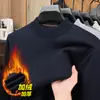 Suéter de lã mesclada espesso com forro de fleece para homens, comércio exterior, novo modelo de inverno, gola semi-alta, segunda pele de tricô quente