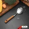 Espátula cuchara de acero inoxidable cuchara para saltear casera espátula cuchara espátula de cocina Colador engrosado Anti-quemaduras veta de madera juego de utensilios de cocina