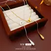 Collar Colgante Gota de Agua Cepillada Electrochapado en Oro Real, Cadena Clavicular Simple Versátil de Moda para el Trabajo, Collar de Nicho de Alta Gama