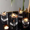 Suporte de Velas Quadrado de Cristal de Luxo Nórdico Decoração Adereço para Jantar Romântico com Velas Suporte de Velas Decoração de Mesa