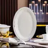 Conjunto de Louça de Cerâmica Jingdezhen Combinação Doméstica Conjunto de Pratos e Tigelas de Cerâmica de Porcelana Óssea Presente Simples Novo Chinoiserie