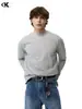 Camiseta de Manga Larga de Color Sólido Estilo Retro Americano 11Kn para Hombres y Mujeres, Algodón Puro, Estilo Básico, Cuello Redondo Moderno, Top Casual Holgado