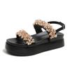 En stock entrega una pieza distribución estilo hada verano nuevo una tira flor suela suave plataforma elevada sandalias para mujer