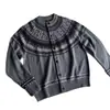 Cardigã de malha Fair Isle de manga comprida para homens, estilo casual de outono, suéter retrô, peça externa, jaqueta de casal de alta qualidade