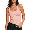 2026 Amazon Camiseta de Tirantes de Canalé Cuadrado sin Mangas Elástica Ajustada Básica para Mujer Top Estilo Chica Popular