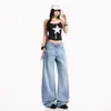 Calça Jeans Americana Retro Tendência 2026 Slim-Fit Rasgada Versátil Texturizada Comprimento Total Solta Cintura Alta Wide-Leg