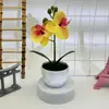 Plantas Artificiais em Vasos de Duas Phalaenopsis Transfronteiriças para Decoração de Sala de Estar, Vasos de Diamante, Bonsai de Flores Artificiais, Ornatos de Plantas Verdes para Fotografia de Casamento