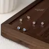 Pendientes de Plata de Ley S999 Redondos Geométricos para Mujer con Circonita de Colores, Pendientes Pequeños Frescos y de Lujo Ligero para Perforaciones, Modernos y Versátiles Estilo Verano