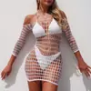 Yuedie Lingerie Sexy Estilo Europeu e Americano Vestido Bodycon de Um Ombro com Manga Longa e Recortes em Renda de Peixe Yd2573