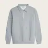 Moletom Outono/Inverno Cross-Border Novo Estilo Pulôver Meio Zíper Jacquard Gola Lapela Moletom Camisa Polo Casual Masculina