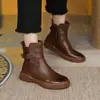Botas Martin de Temperamento para Mujer con Suela Plana 2026 Nuevo Otoño Invierno Casual Retro Suela Suave Superficie de Cuero Suave Botas de Caña Corta para Mujer